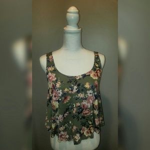 American eagle floral crop tank